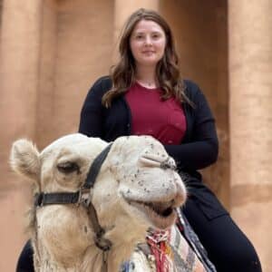 hannah russell riding a camel