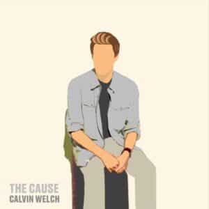the cause cover art with an animated photo of calvin sitting on a box with the cause in the left corner