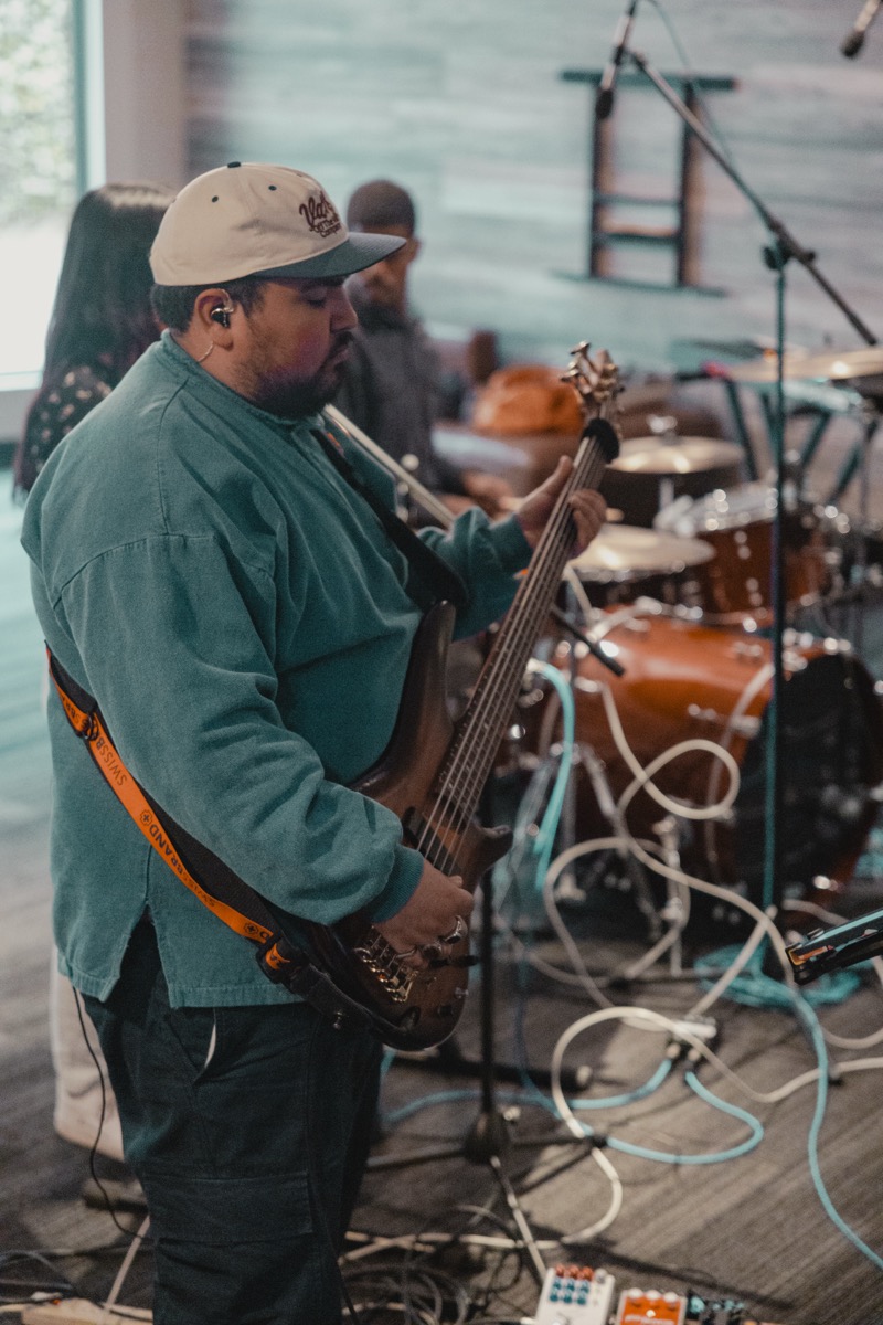 LPU bassist rehearsing with a worship band