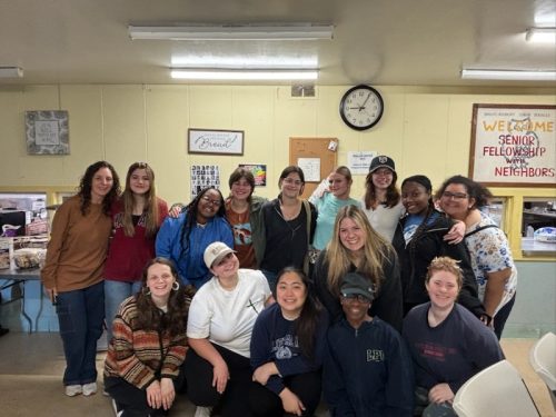Rachele Coombs, LPU students, and members of First Covenant Church gather together during their shared outreach efforts in San Francisco
